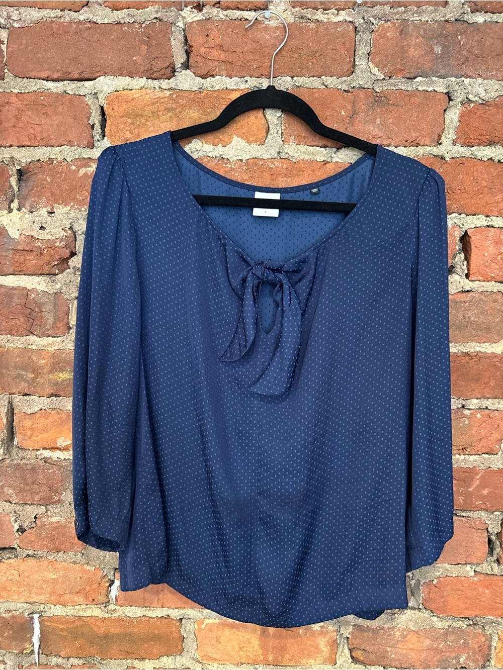 CAbi Women’s Navy Dot Tie Blouse